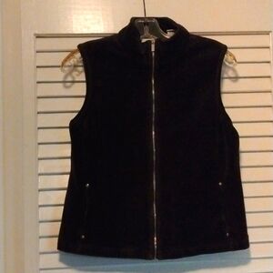 Liz Claiborne velour black zip up vest with pockets. Size petite small